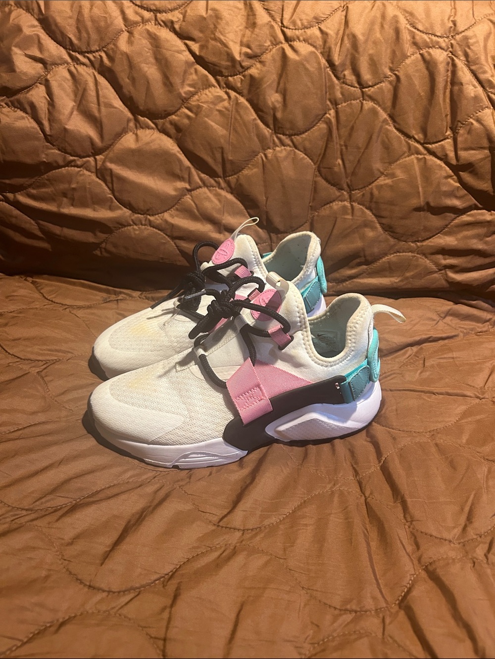 Nike White Sneakers with Pink and Teal Accents